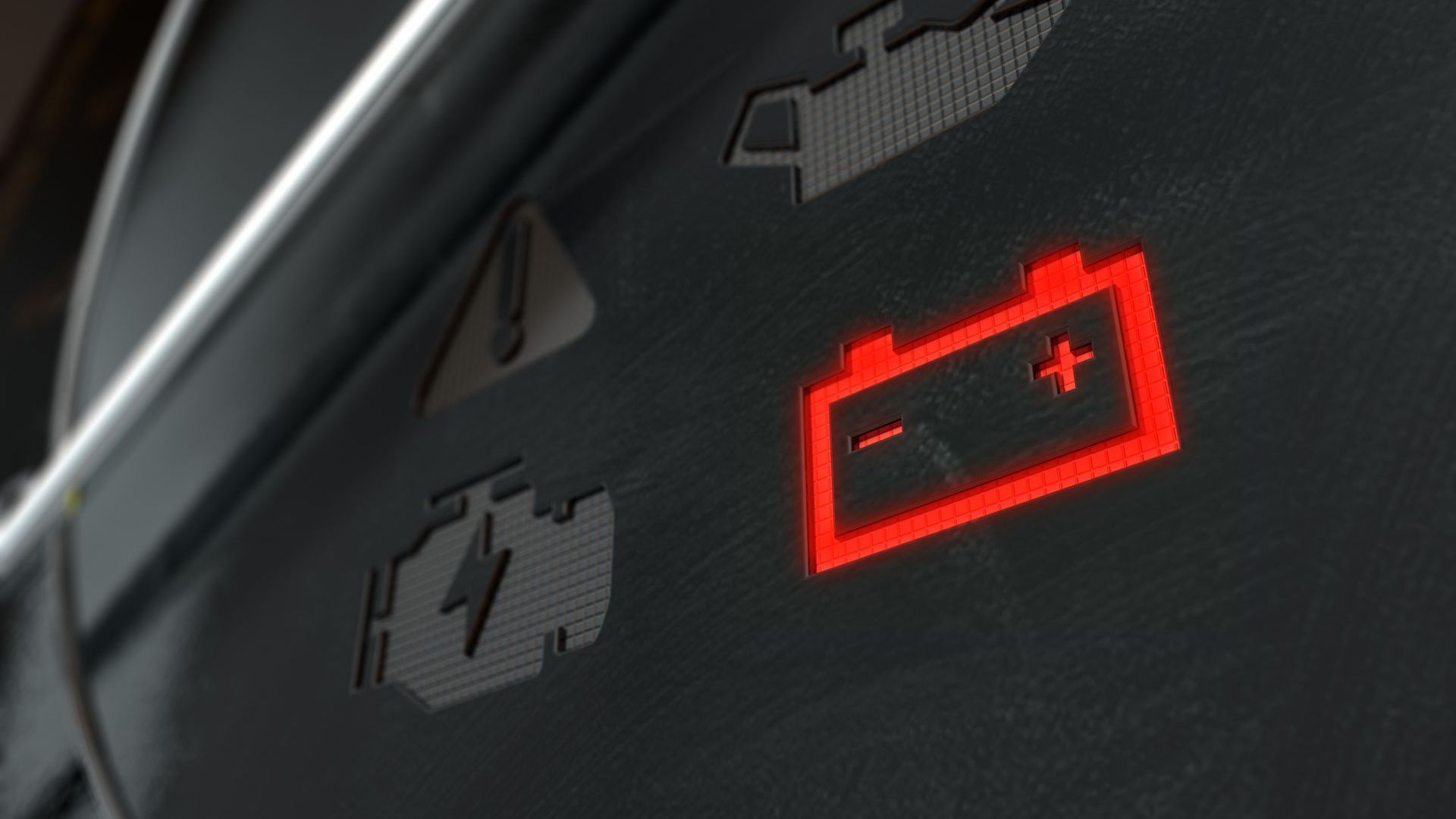 Battery warning light illuminating red on a car dashboard