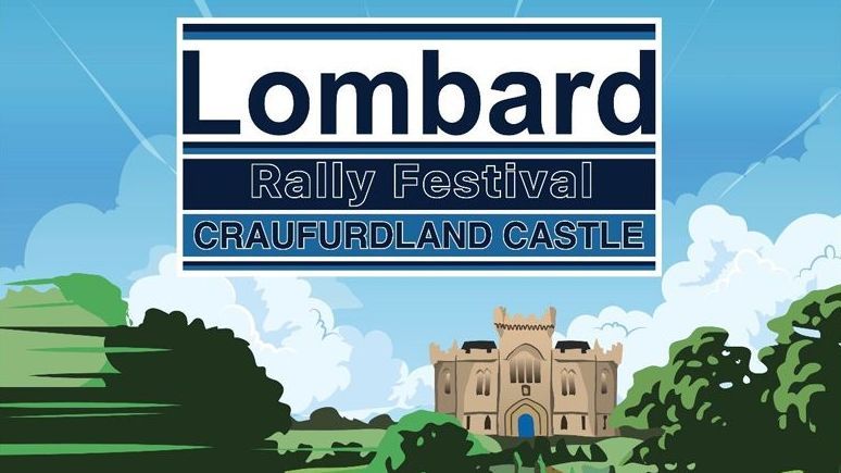 Advert for the Lombard Rally Festival Craufurdland Castle in Kilmarnock on August 31st to September