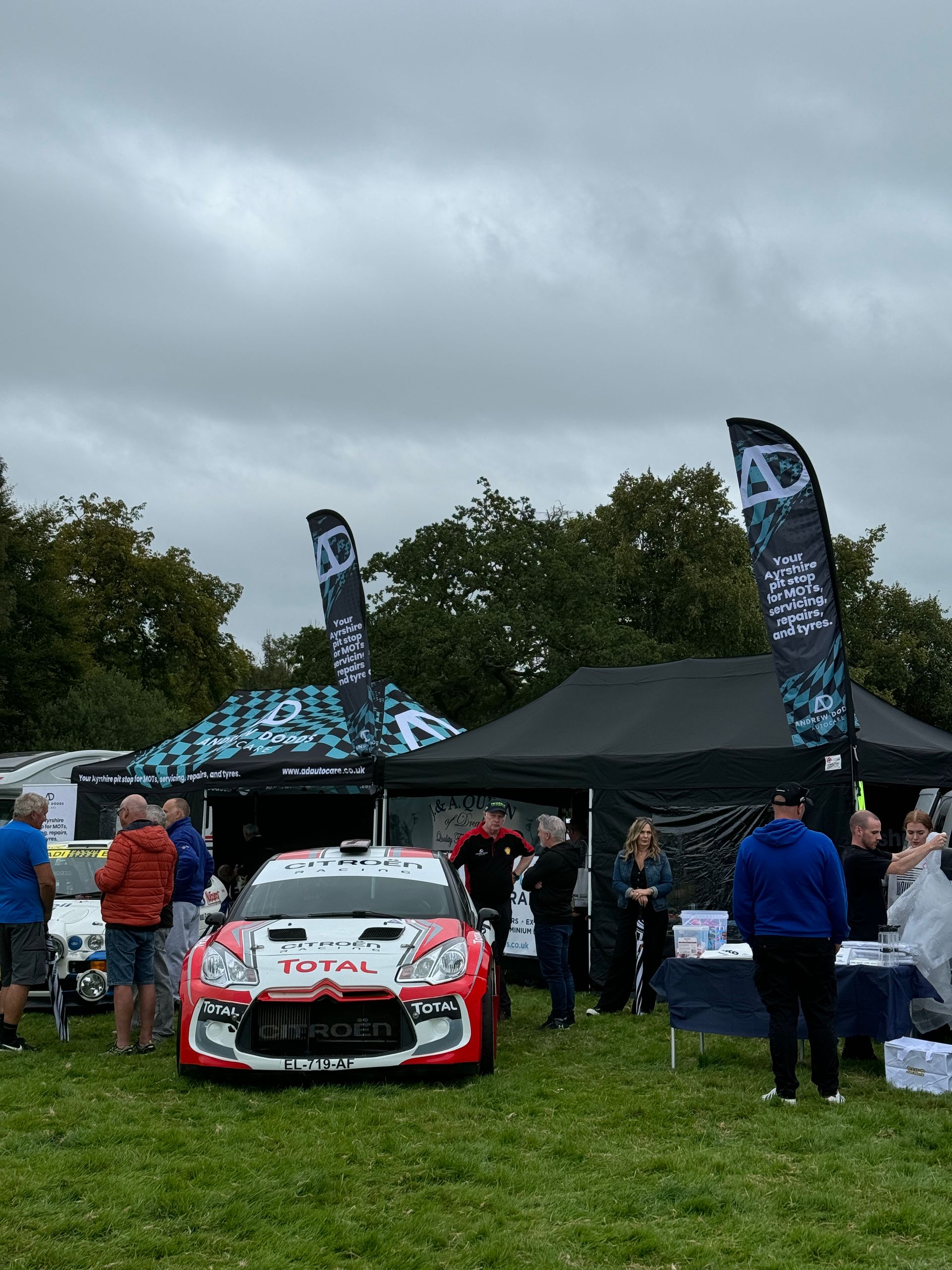 Andrew Dodds Autocare tent at Lombard Rally Festival