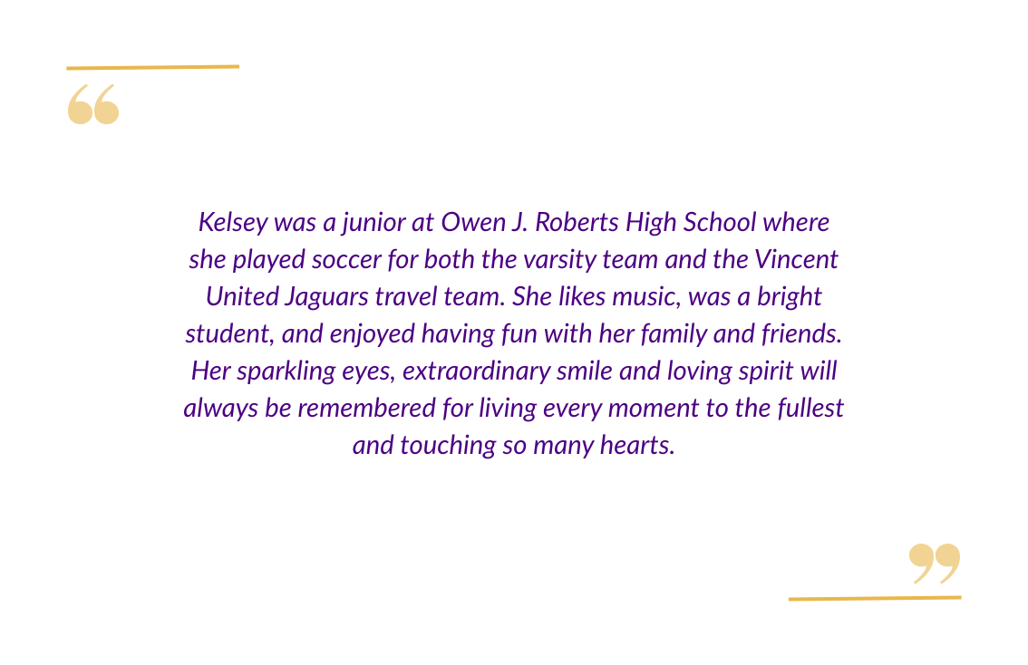 Memorial tribute to Kelsey Kramer from a classmate describing her spirit and love of soccer