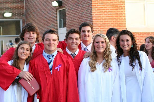 Kelsey's friends and classmates on graduation day honoring her memory at Owen J. Roberts High School