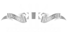 Kelsey's Legacy Forever Strong Foundation logo in grayscale featuring the iconic KK symbol