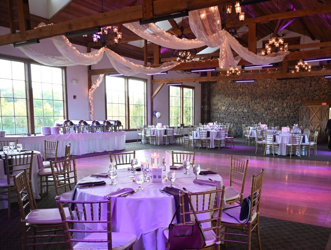 Kelsey's Legacy Foundation annual Gala venue decorated with tables and purple lighting