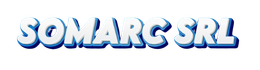 Logo SOMARG SRL in lettere bianche a bolle 3D con contorno blu.
