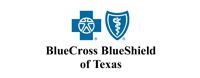 Blue Cross Blue Shield of Texas logo with blue shield icons and black text on a white background