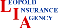Leopold Insurance Agency logo in red and blue text
