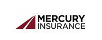 Mercury Insurance logo with maroon triangle icon and black text on white background
