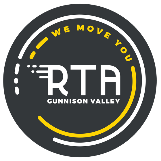RTA Gunnison Valley logo: Black circle with white and yellow accents.