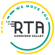 Logo for RTA Gunnison Valley: teal and yellow circles surround dark text
