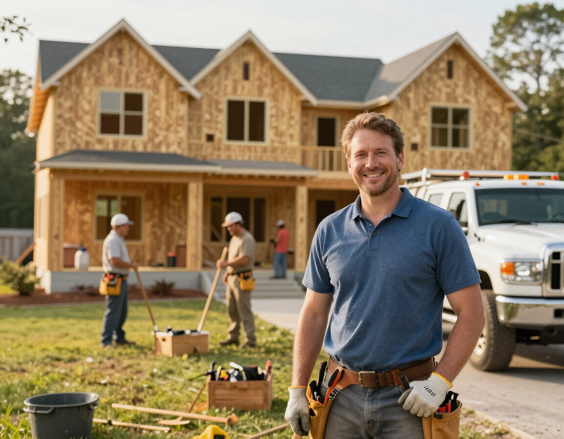 All About You Handyman team standing in front of a completed home project