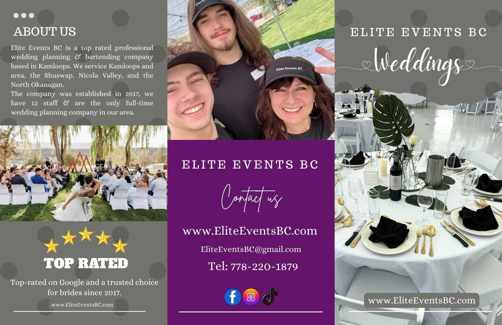 Affordable branding and graphic design in British Columbia - Elite Events BC wedding planning company promotional layout
