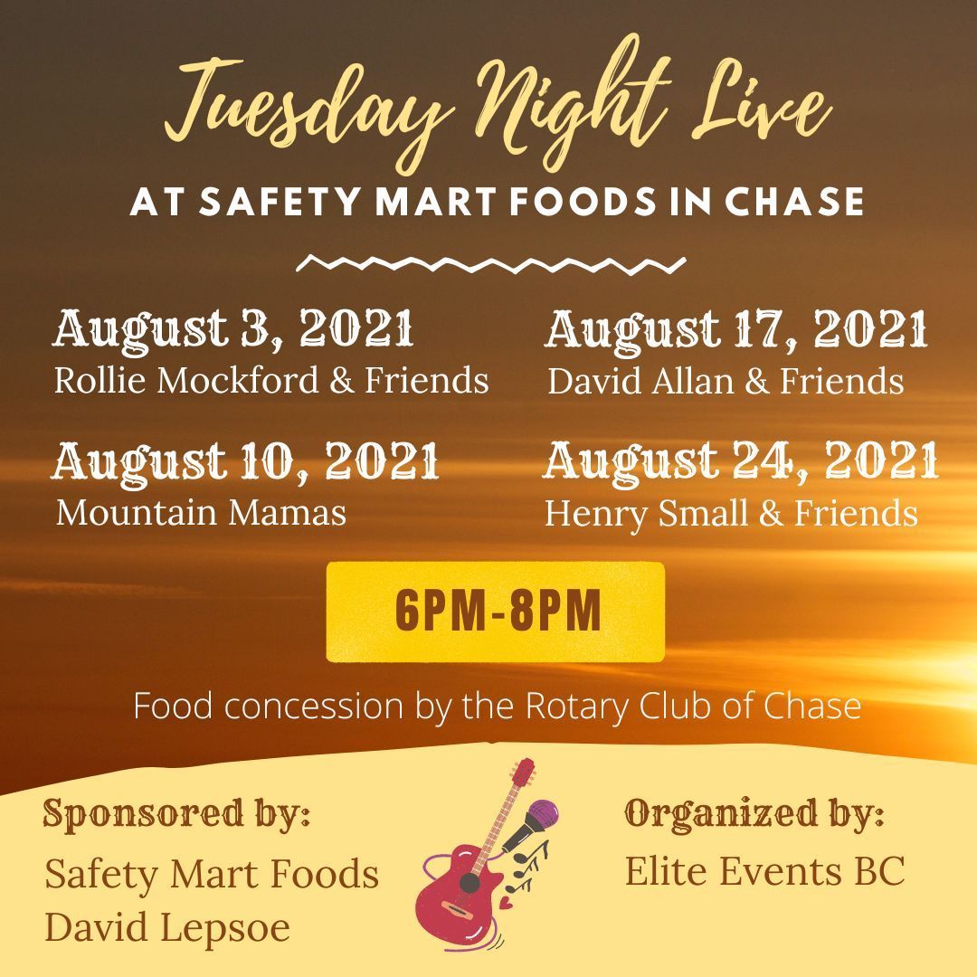 Graphic Design Kamloops - Tuesday Night Live concert series social media promotional graphic for the events.