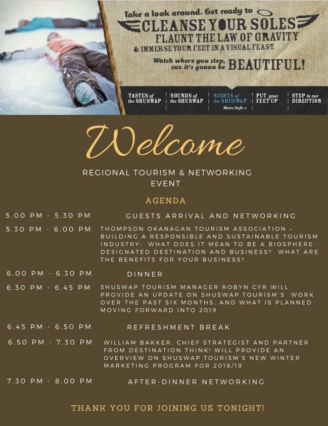 Small business graphic design services in Kamloops - Regional tourism event agenda with Shuswap tourism branding elements