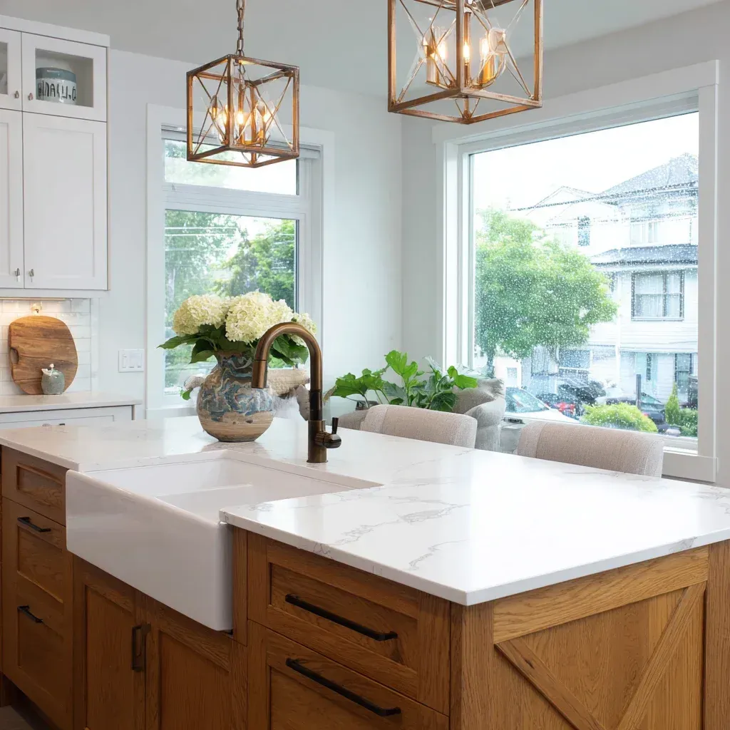 High-quality Vancouver kitchen remodel highlighting granite countertop installation, custom island construction, and recessed lighting enhancements.
Modern kitchen renovation Vancouver BC with quartz slab surfaces, tile backsplash design, and full-service kitchen transformation.
Vancouver kitchen remodeling project showcasing marble island slab, custom cabinetry installation, and professional renovation management.
Luxury Vancouver kitchen renovation featuring bespoke cabinets, granite waterfall island, hardwood flooring installation, and premium lighting fixtures.