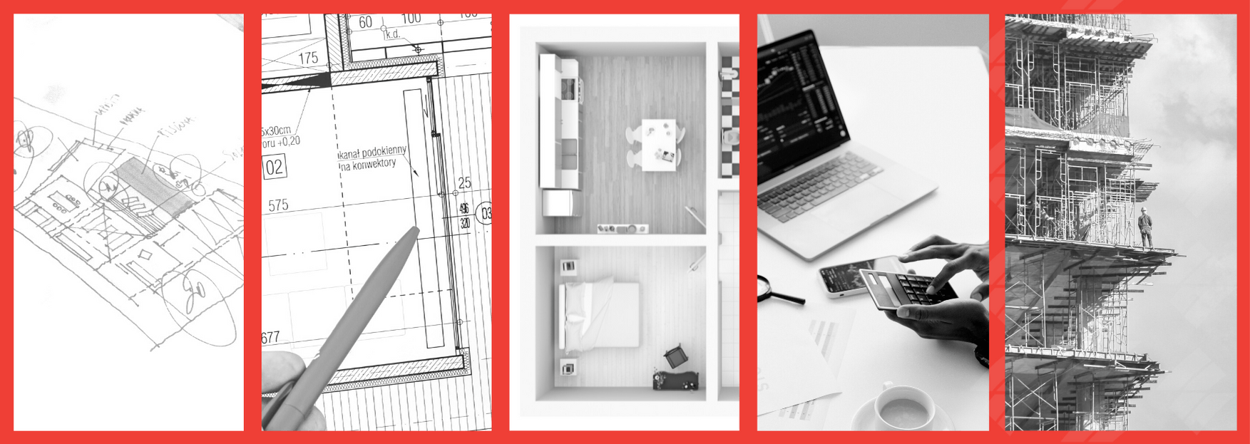 a collage of black and white photos shows a laptop computer on a desk .