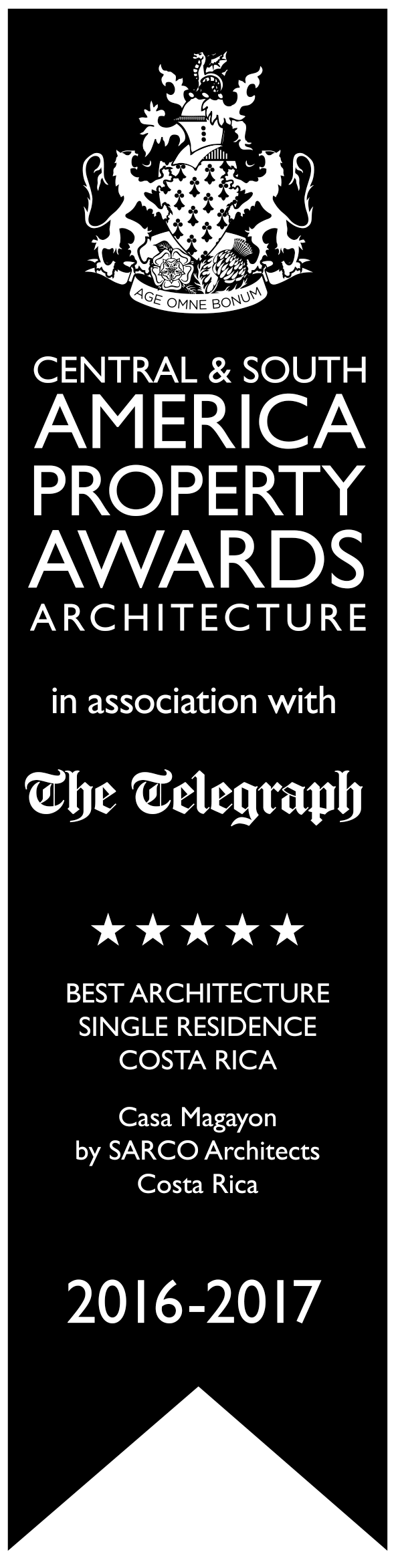 a black and white ribbon for the central & south america property awards