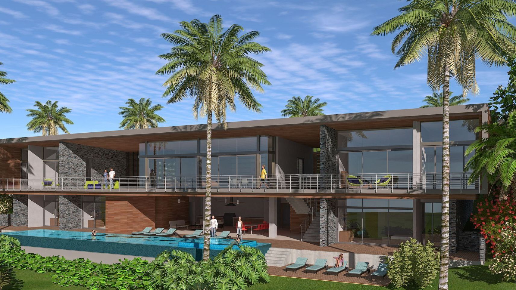 A rendering of cap limon resort in costa rica with a swimming pool