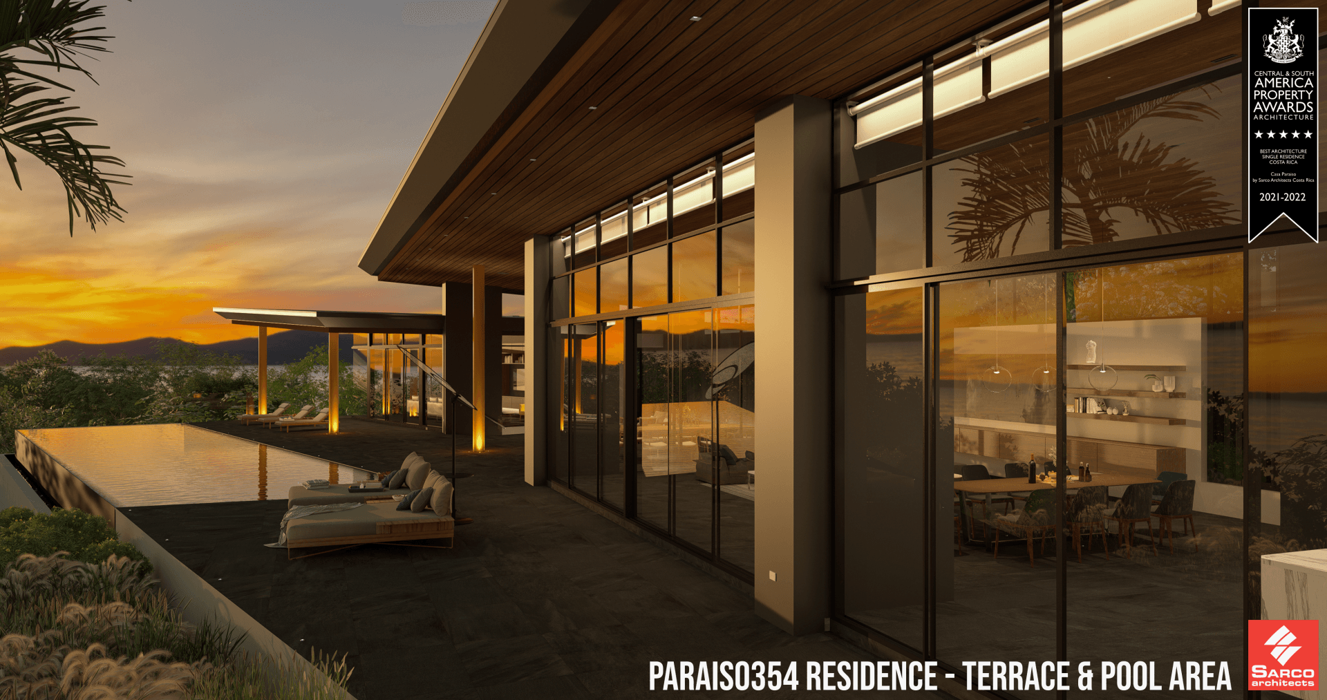 an artist 's impression of a house with a swimming pool