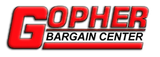 Gopher Bargain Center logo in red and black text on a white background