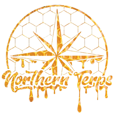 Golden compass logo with honeycomb pattern and dripping "Northern Terps" text.