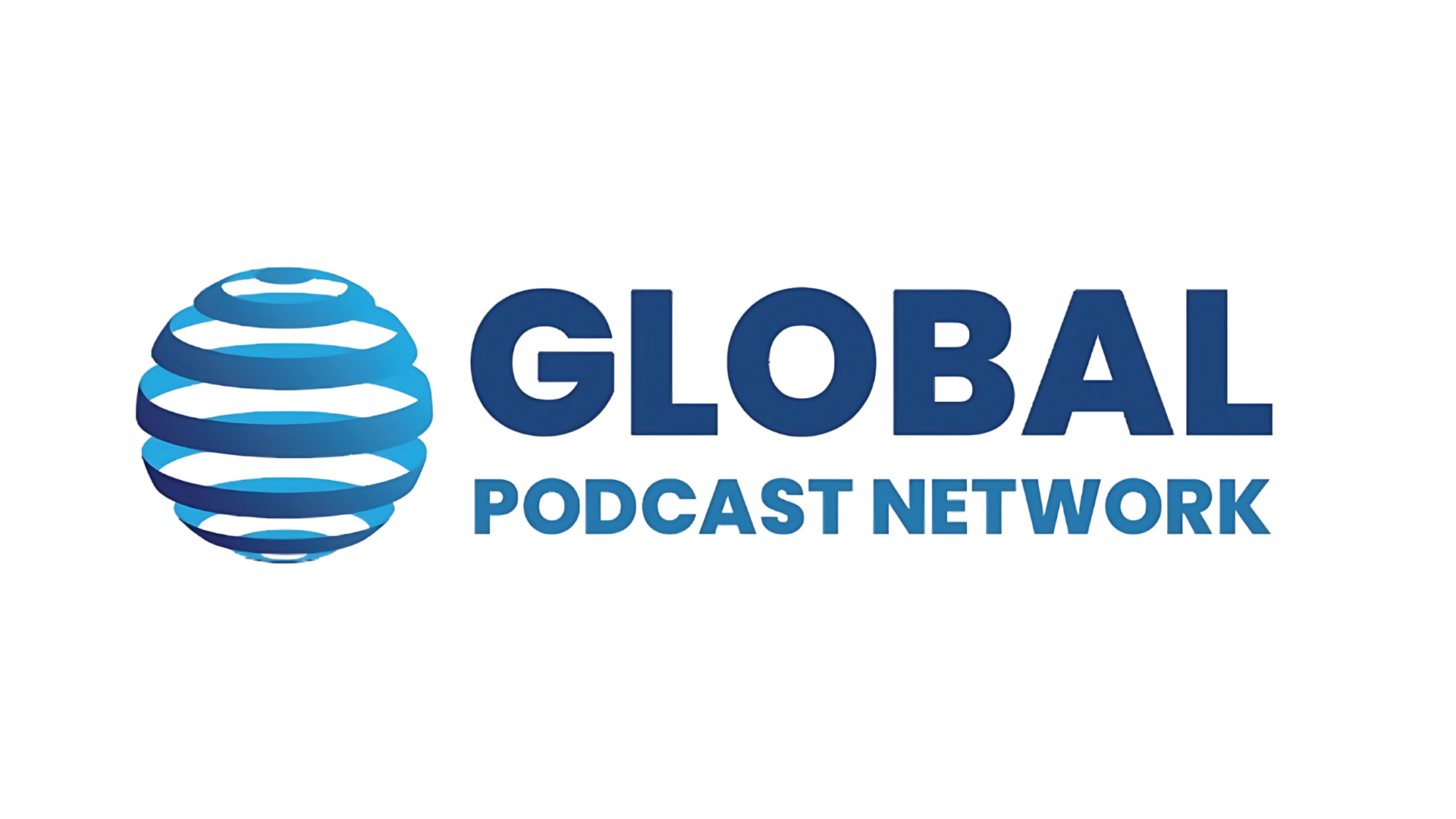 Logo for Global Podcast Network: a stylized blue globe icon next to the words