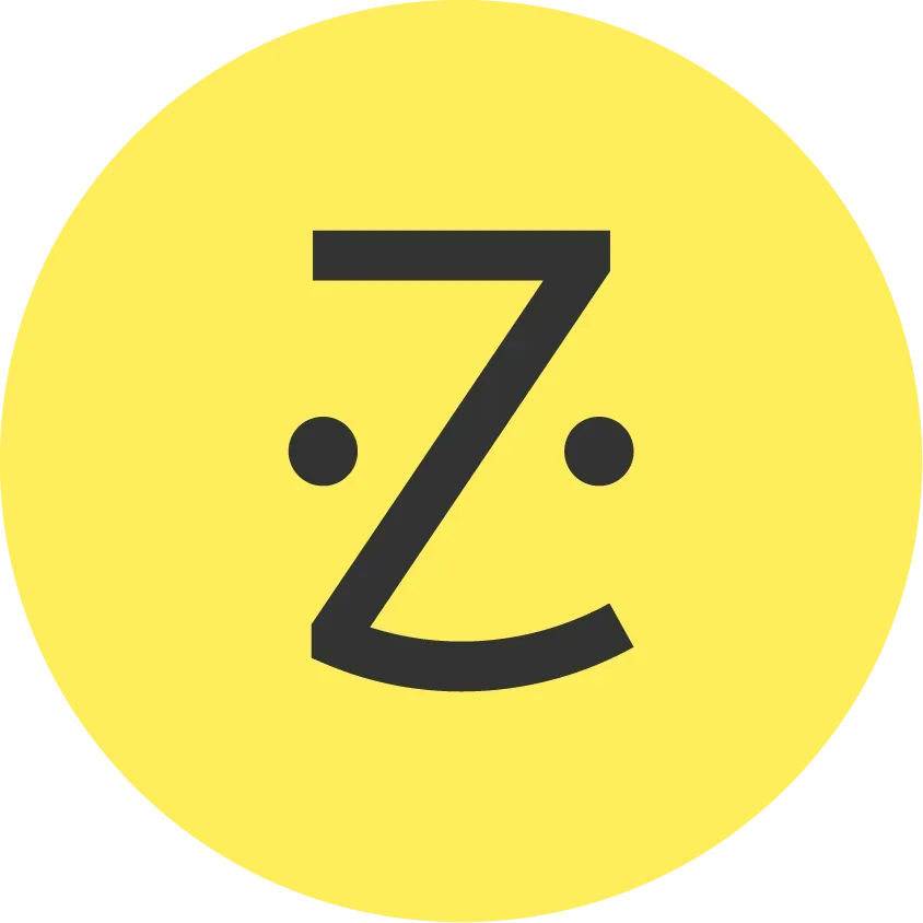 The letter z is in a yellow circle on a white background.
