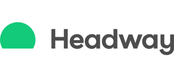 The headway logo has a green circle in the middle of it.