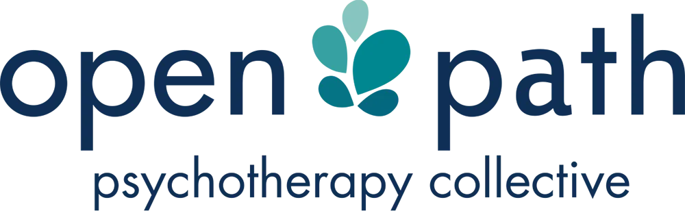 The logo for open path psychotherapy collective has a heart in the middle of it.