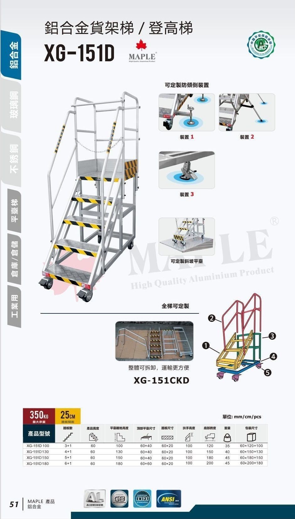 鋁合金貨架梯/登高梯