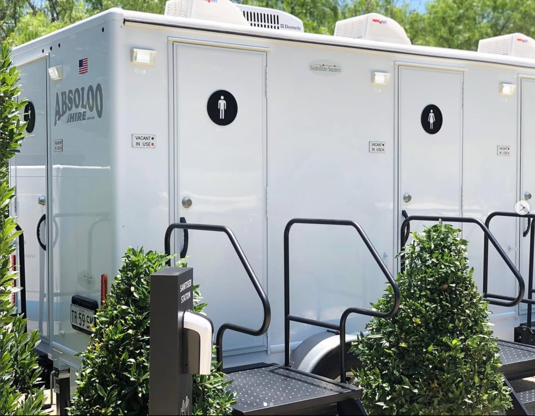 A White Luxury Restroom is Parked — Absoloo Hire Pty Ltd in Morisset, NSW