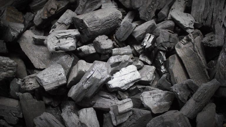 Closeup of a pile of lump charcoal