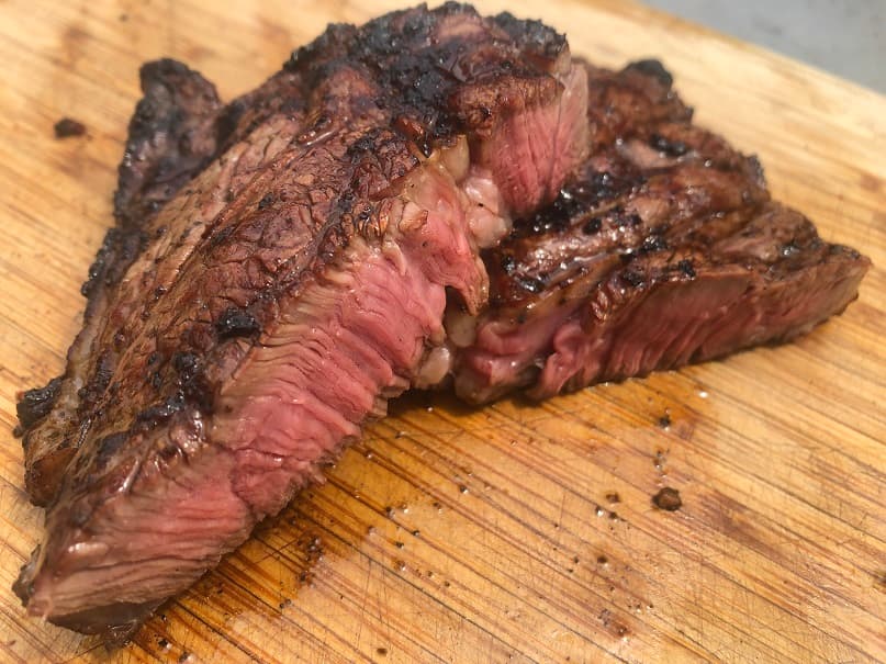 Cross section of a grilled steak
