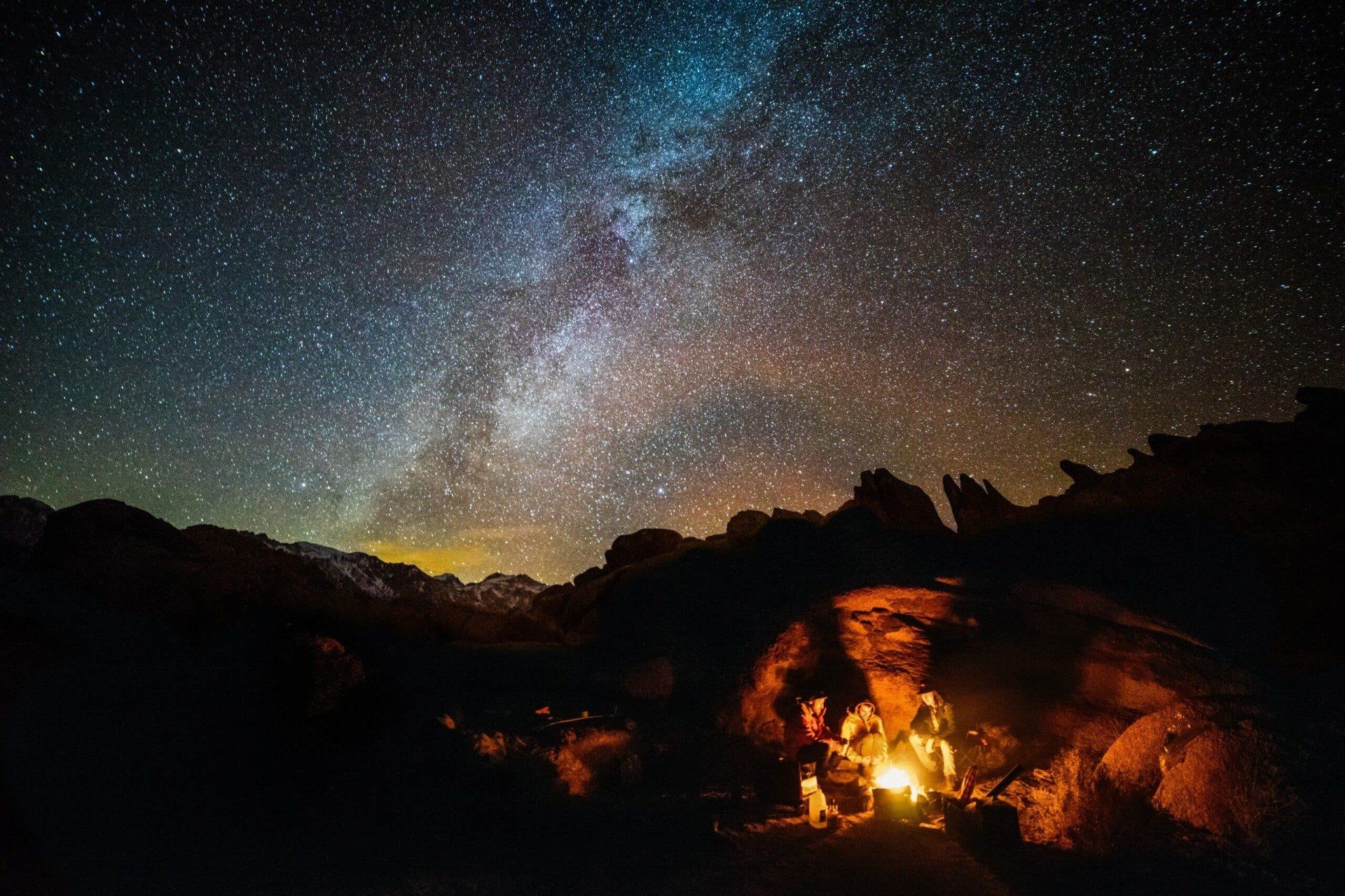 Image of rocky desert mountains and starry night