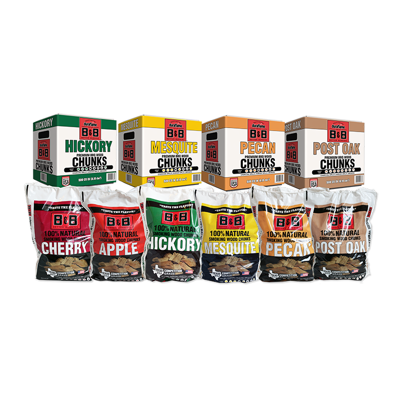 Learn More Seven bags of B&B Smoking Wood Chunks in assorted flavors