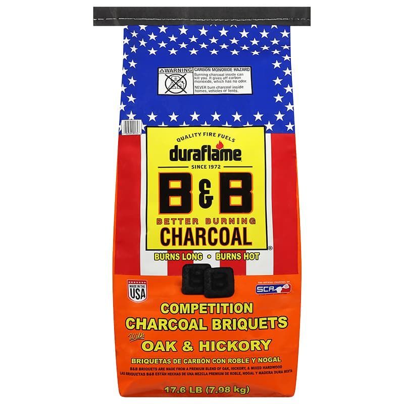 A bag of 17.6lb B&B charcoal competition oak and hickory charcoal,competition oak and hickory briquets,competition oak and hickory charcoal