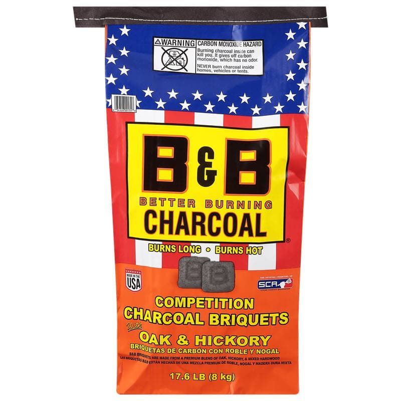 A bag of 17.6lb B&B charcoal competition oak and hickory charcoal,competition oak and hickory briquets,competition oak and hickory charcoal