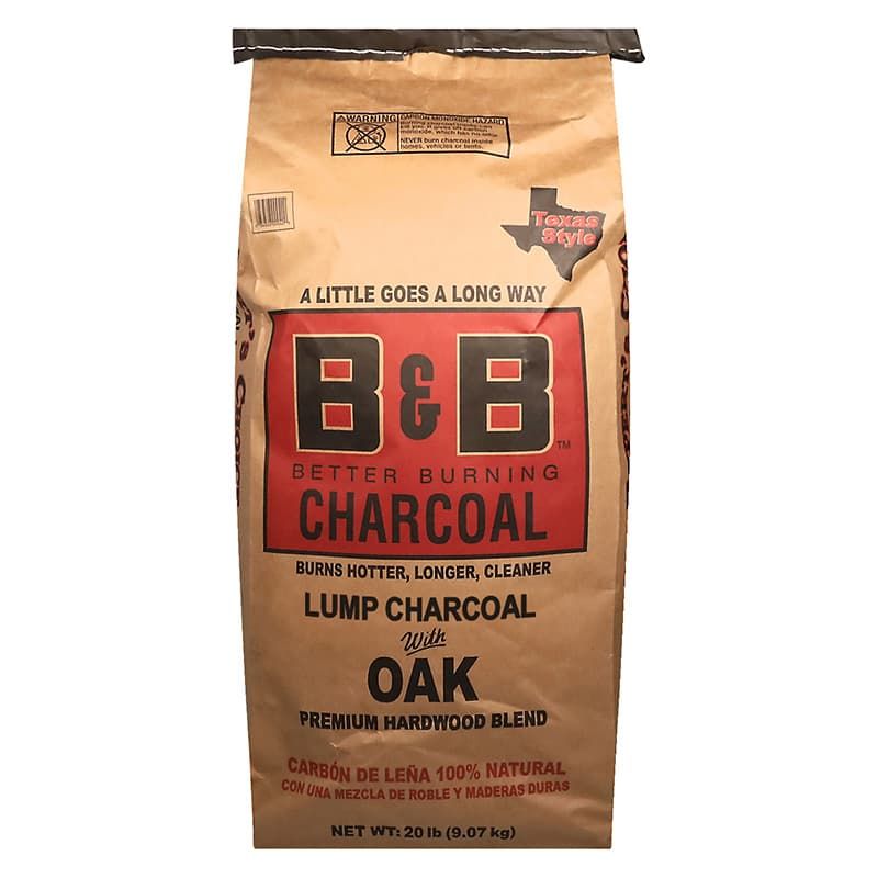Premium B&B Oak Hardwood Lump Charcoal 20lb bag for charcoal grilling, oak lump charcoal for bbq