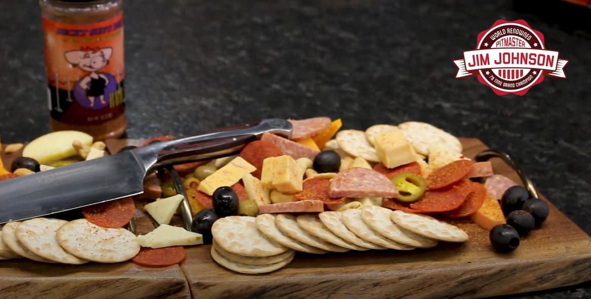 charcuterie board with cheese and crackers