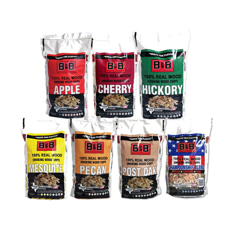 Learn More Seven bags of B&B Smoking Wood Chips in different flavors