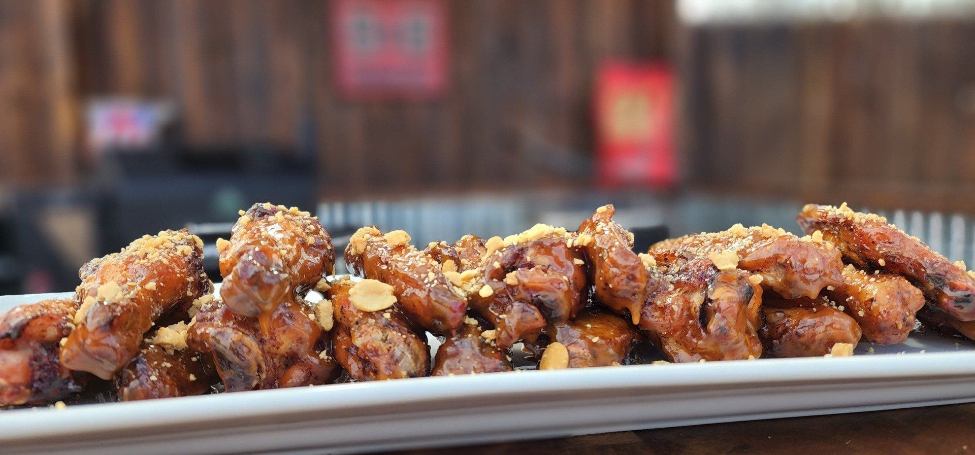 PB&J Wings on a metal tray