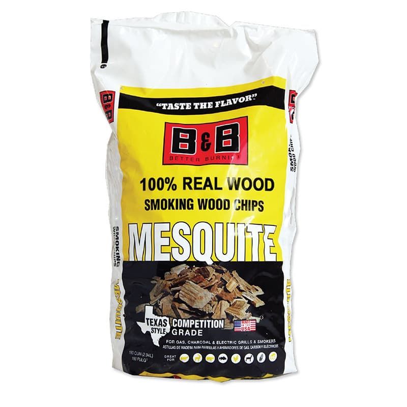 Bag of B&B Mesquite Smoking Wood Chips, mesquite chips, smoker wood chips, smoking chips