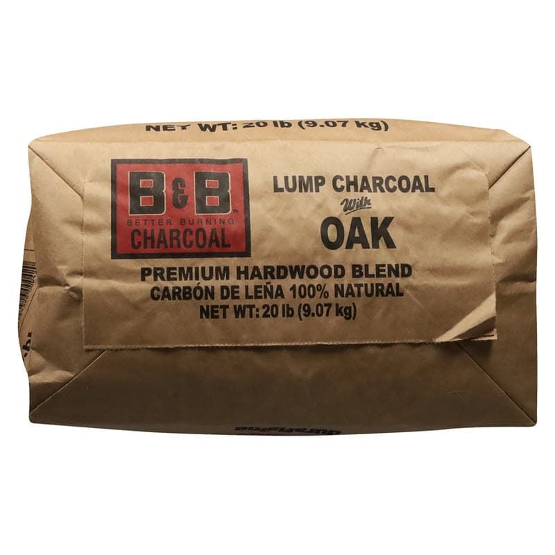 B&B Oak Premium Hardwood Lump Charcoal 20lb bottom of bag for charcoal grilling, , oak lump charcoal for bbq