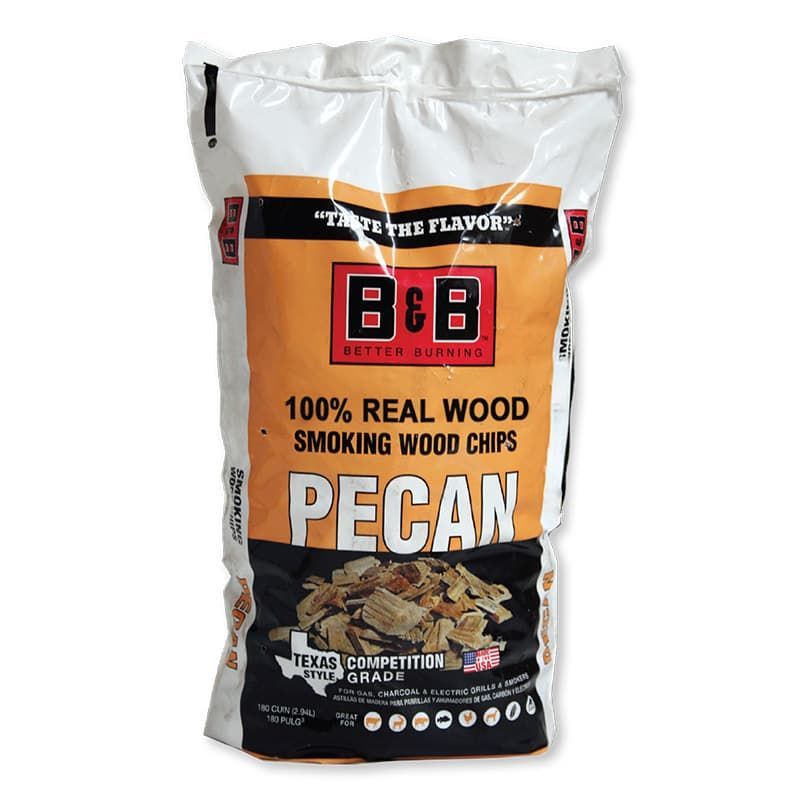 Bag of B&B Pecan Smoking Wood Chips,  pecan wood chips for smoking, pecan chips, smoking chips