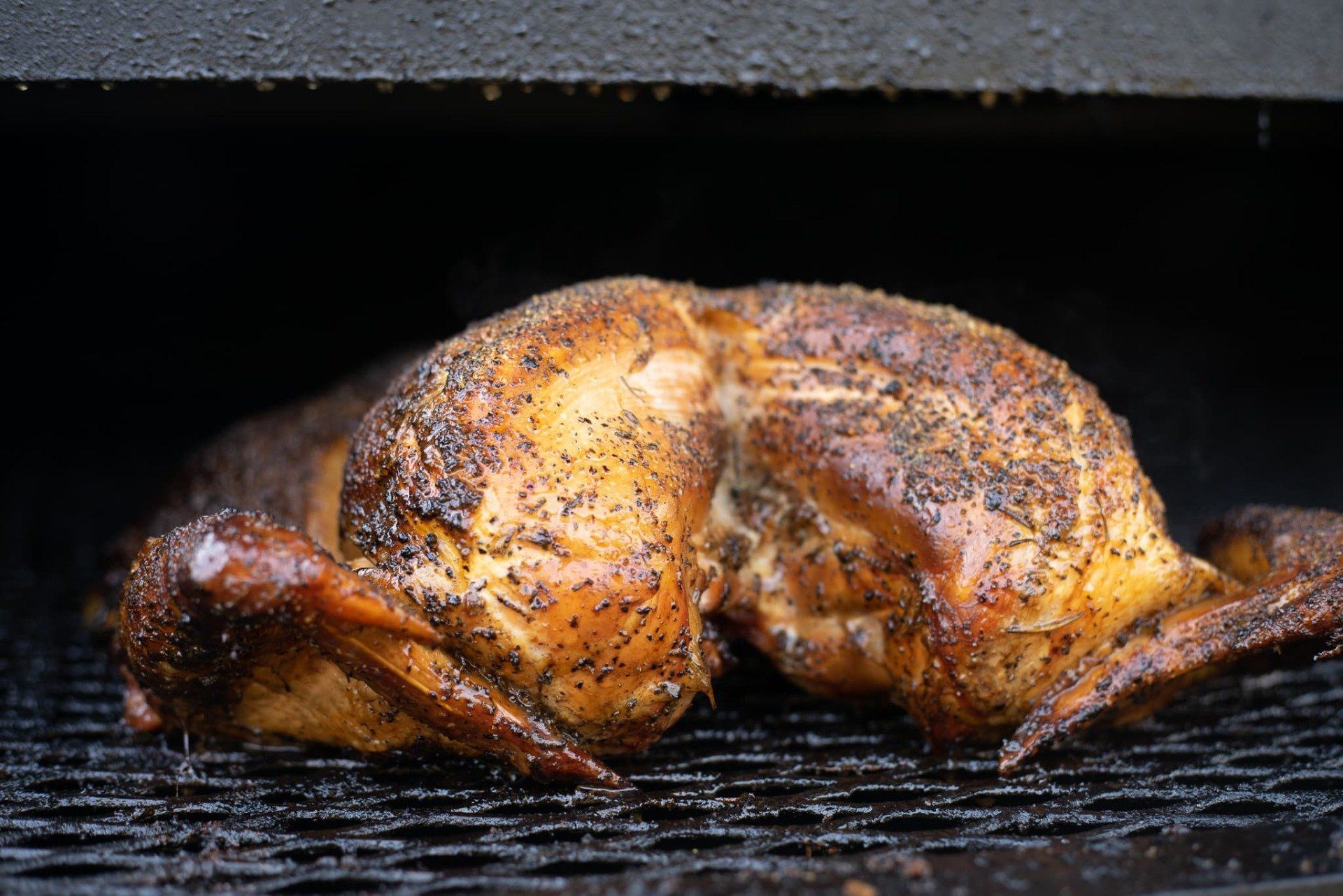 Whole spatchcocked smoked turkey