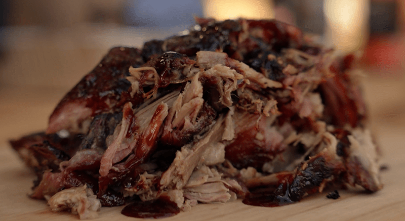 close up photo of shredded pork butt