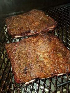 Ribs cooking on grill