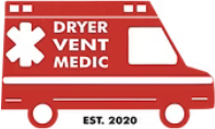The logo for dryer vent medic is a red ambulance with a white star of life on the side.