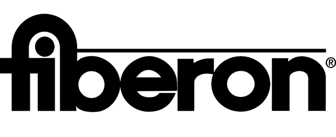 Fiberon logo in black text with a stylized leaf over the “i” on a white background