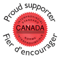 Proud supporter logo with a red Canada seal and bilingual text, “Proud supporter / Fier d’encourager.”