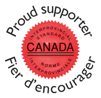 Proud supporter badge with red Canada seal and bilingual text “Proud supporter / Fier d’encourager”
